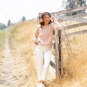 Joe Fresh x Jillian Harris Dusty Pink Cable Knit Crewneck Sweater